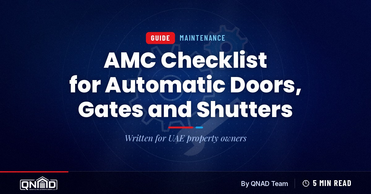 Cover for the guide: AMC Checklist for Automatic Doors, Gates and Shutters