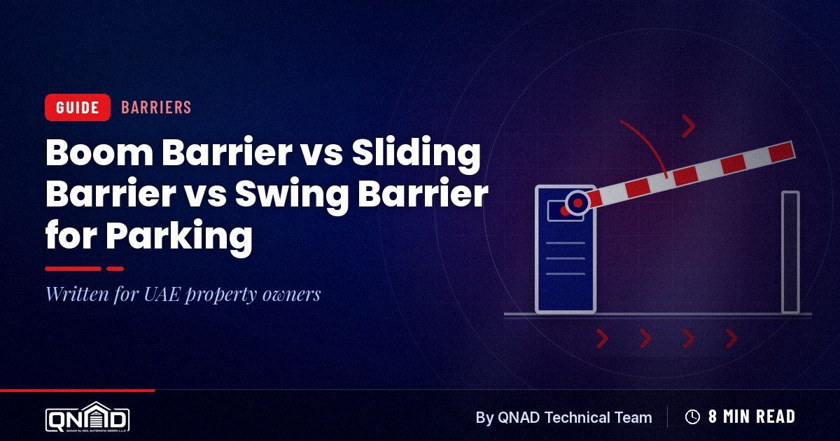 Cover for the guide: Boom Barrier vs Sliding Barrier vs Swing Barrier for Parking