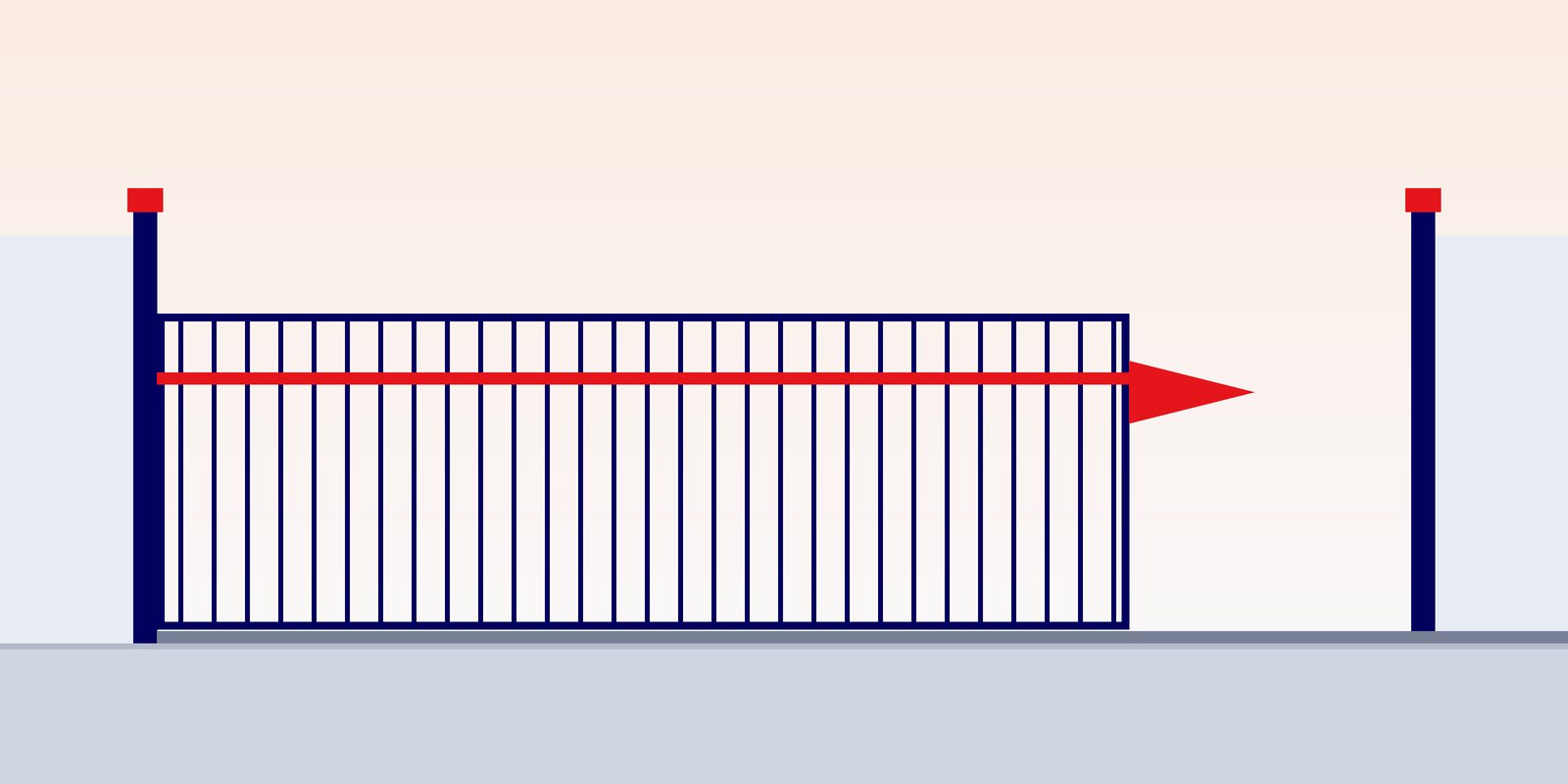 Motorised sliding gate at the entrance of a walled property