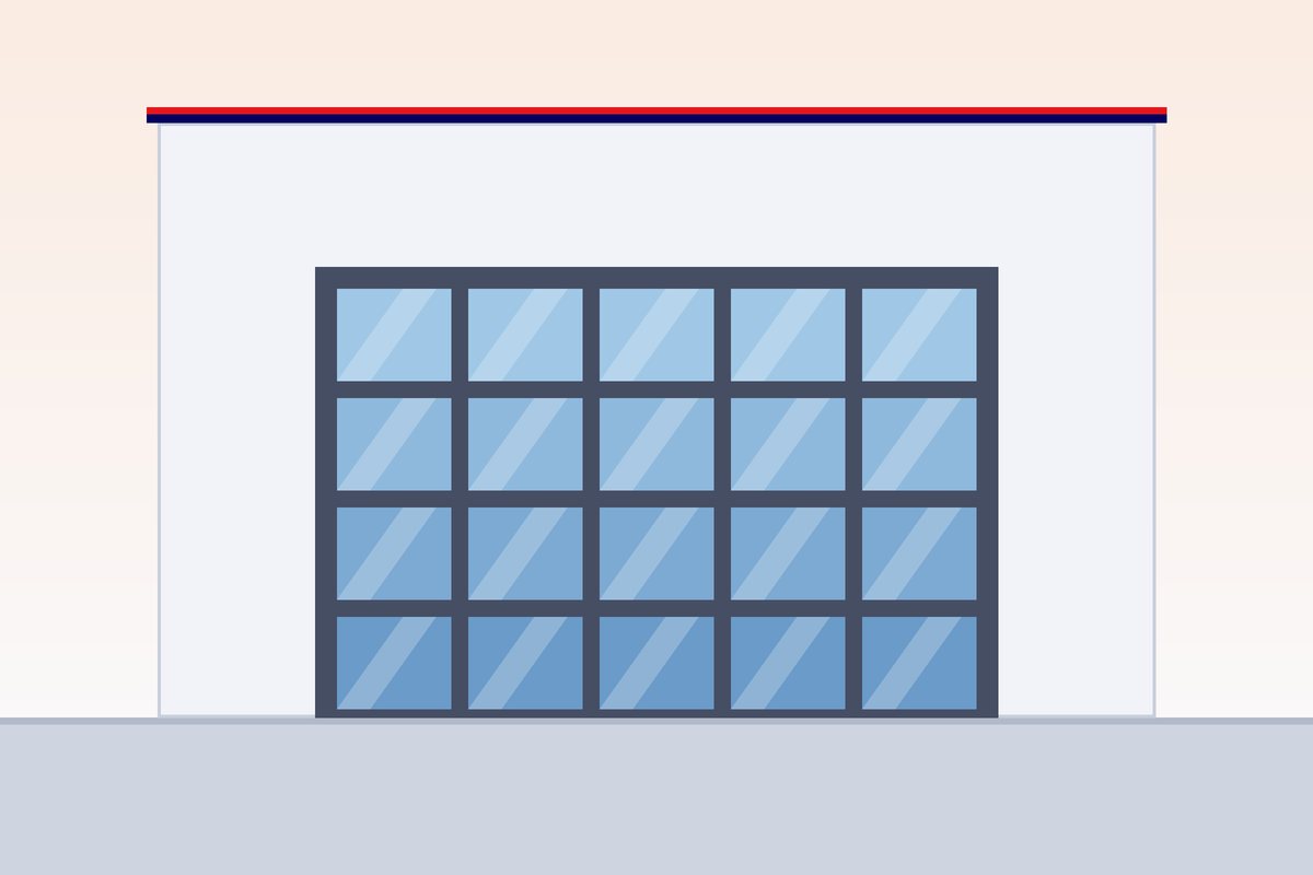 Detail of an aluminium frame and glass panel on a panoramic garage door