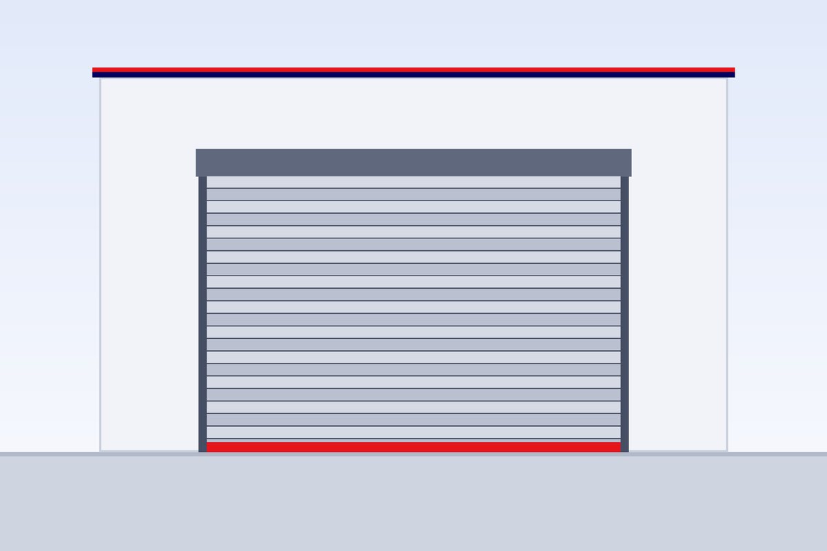 Motorised rolling shutter covering a villa window
