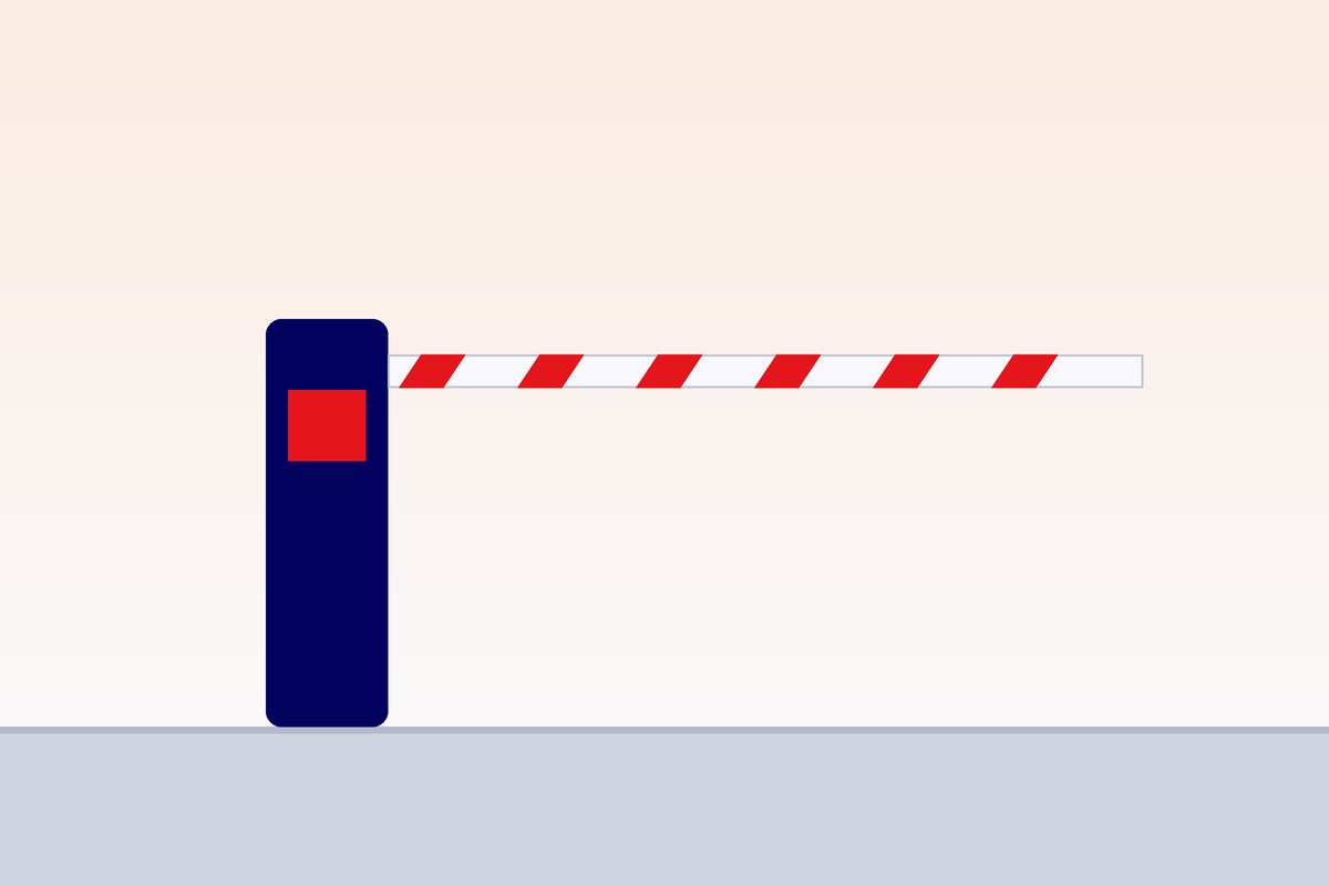Close view of a barrier cabinet with card reader and lane sensors